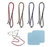 Cordino per occhiali 4 pezzi, con panno per la pulizia di 2 bicchieri, accessori per occhiali presbiopici, corda per occhiali regolabili, cintura per occhiali sportivi, adatto per lo sport