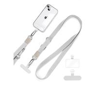 Cordino per Telefono a Tracolla con 2 Toppa Portatili, Cinturino per Cellulare Universale, Regolabile Cordino Tracolla per iPhone Huawei Samsung e Tutti Gli Smartphone (Argento)