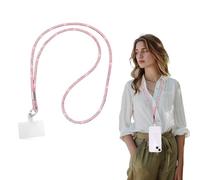 Cordino per Telefono Cellulare, Strass Cordino per Tracolla Universale, Catena Collana Tracolla Laccio con Patch, Crossbody Strap Antifurto per Donne, Compatibile con Maggior Parte Smartphone (Rosa)