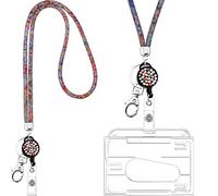 Cordino Porta Badge da Collo in Cristallo con Porta Carta Trasparente e Portachiavi, Porta Tessera da Collo Catenella per Portabadge in Cristallo per Donna Uomo (Multicolore con Nero)