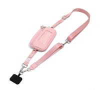 Cordino portatile regolabile per telefono con portafoglio per tracolla o polso, offre spazio organizzato e mobilità delle mani (rosa)