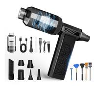 Cordless 2 in 1 Soffiatore Aria Compressa & Aspirapolvere per computer, 150000RPM Aria Compressa Elettrico con Batteria da 8000 mAh, 4 ingranaggi, Luce LED, Turbo Fan per la Pulizia del PC, Divano