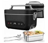 Cordless Electric Lunch Box for Adults 1.2L, 12000mah Rechargeable Lunch Box Warmer Portable Food Warmer with Timer & Adjustable Heating with Insulated Bag for Office Car Outdoor (Grigio nero)