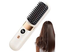 Cordless Hair Brush - Portable Rechargeable | Heated Straightening Tool with 4 Temperature Settings, Abs Styling Brush with Usb Charging, Hair Care Accessory for Home and Travel Apartment