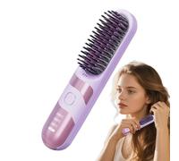 Cordless Hair Straightener, 2-in-1 Electric Curler Brush, Cordless Ionic Hair Straightener Brush for Travel, Salon & Home Use (1 Brush, Pink), 7.87x1.61x1.57 inches