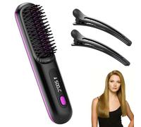 Cordless Hair Straightener Brush & Curler 2-in-1, Portable Straightener Brush with LED Display for Women’s Short & Long Hair, for All Hair Types (Black)
