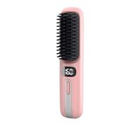 Cordless Hair Straightener Brush, Negative Ion Straightener Comb, Lightweight Portable Hot Comb, for Glossy-Haired Styling, (Rechargeable), for Home & Occupied Use 20cm/pink