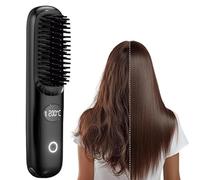Cordless Hair Straightener Brush, Portable Heated Straightening Brush with Ionic Technology,3 Heat Settings LED Screen MCH Ceramic Heating,Portable Heated Comb for Travel & Everyday Use (Black)