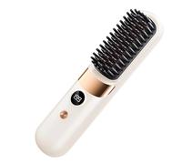 Cordless Hair Straightener Brush - Rechargeable Hot Styling Brush with 4 Temperature Settings, Auto Off Straightening Comb for Women, Travel Home Apartment College Dorm Vacation Essentials