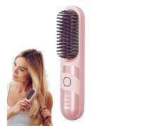 Cordless Hair Straightener, Electric Curler Brush, 2 in 1 Ionic Hair Straightener Brush, Fast Heat Up, Sleek Results, Travel Ready, Salon Quality Styling for Home
