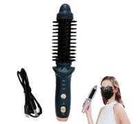 Cordless Heated Round Brush Mini Thermal Curling Iron for Short Hair, Travel Size Portable Curling Wand & Hair Curler 1.7″ Heated Round Brush USB Temperature Adjustable (Green)