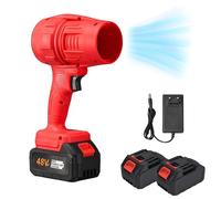 Cordless Leaf Blower, Battery Powered Handheld Electric Blower for Yard, Garage, Patio (2battery,Red)