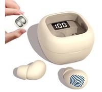 Cordless Mini Invisible Earbuds for Work - Secure Fit Sleeping Ear Buds with LED Display Stereo Sound - Low Profile Hidden Earphones - 24H Battery Smallest Earbuds with USB Cable, Replacement Caps