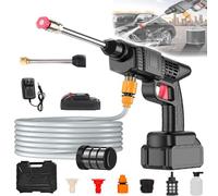 Cordless Portable High Pressure Spray Water Gun, Cordless Pressure Washer, Wireless High Pressure Car Washer, Battery Powered Water Pressure Gun for Car Washing, Home, Floor (Black with 1 battery)