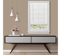Cordless Room Darkening Plantation Blind - 27 Inch Width, 64 Inch Length, 2" Vinyl Slat Size - White - GII Madera Falsa Faux Wood, Light Filtering Horizontal Windows Blinds by Achim Home Decor