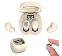 Cordless Smallest Earbuds for Work - Secure Fit Mini Invisible Earbuds with LED Display Stereo Sound - Low Profile Hidden Sleeping Ear Buds - 24H Battery Earphones with USB Cable, Replacement Caps