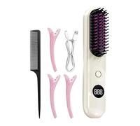 Cordless Straightener Brush, USB Ricaricabile 3-Temp Flat Iron & Curler, Healthy Mane Transformation, Portable Styling Tool for Dry/Wet, Short, Thin, or Thick Trecce, Soggiorno Use, 8,07 x 1,77