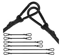 Cordoncini elastici con moschettone, confezione da 6 pezzi, resistenti, colore nero, dimensioni assortite 20 cm, 40 cm, 60 cm, cinghie elastiche extra forti con ganci a moschettone per teloni, tende,