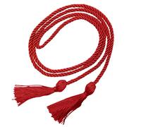 Cordoncino con nappe da 167 cm, intrecciato in tinta unita, per laurea, onore, laurea, alta onore, per lauree, colore rosso