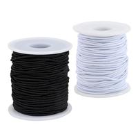 Cordoncino elastico per bracciali, 2 rotoli da 0,8 mm, 1 mm, 1,2 mm, 1,5 mm, 100 m, robusto cordoncino elastico per la realizzazione di gioielli, collane, perline e artigianato (bianco nero (1,5 mm)