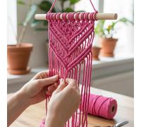 Cordoncino macramè da 3 mm x 100,6 metri, corda di cotone colorata, corda per annodare e tessere per appendere alla parete, decorazione per la casa, appendiabiti per piante (rosso rosa)
