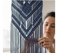 Cordoncino macramè da 3 mm x 100,6 metri, corda di cotone colorata per annodare e tessere, corda per appendere alla parete, decorazione per la casa, supporti per piante (blu navy)