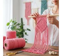 Cordoncino macramè da 3 mm x 100,6 metri, corda di cotone colorata per annodare e tessere, per appendere alla parete, decorazione per la casa, supporti per piante (rosa scuro)