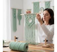 Cordoncino macramè da 3 mm x 100,6 metri, corda di cotone colorata per annodare e tessere, per appendere alla parete, decorazione per la casa, supporti sospesi per piante (verde chiaro)