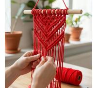 Cordoncino macramè da 3 mm x 100,6 metri di corda di cotone colorata per annodare e tessere, per appendere alla parete, decorazione per la casa, porta piante (rosso)