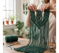 Cordoncino macramè da 3 mm x 100 metri, in cotone colorato, per nodi e tessitura, da appendere alla parete, decorazione per la casa, appendipiante (verde nerastro)