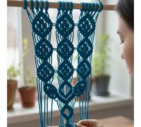 Cordoncino macramè da 3 mm x 101 metri, corda di cotone colorata per annodare e tessere, per appendere alla parete, decorazione per la casa, supporti per piante (blu pavone)