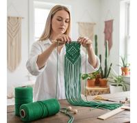 Cordoncino macramè da 3 mm x 101 metri, corda di cotone colorata per nodi e tessitura, per appendere alla parete, decorazione per la casa, appendiabiti per piante (verde smeraldo)