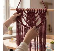 Cordoncino macramè da 3 mm x 110 yard (100 metri) di corda in cotone colorato, per annodare e tessere, da appendere alla parete, decorazione per la casa, supporti per piante (rosso vinaccia)