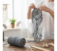 Cordoncino macramè da 3 mm x 110 yard (101 metri), corda di cotone colorata per annodare e tessere, corda per appendere alla parete, decorazione per la casa, supporti per piante sospesi (grigio scuro)