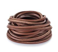 Cordoncino piatto in vera pelle da 3 mm, cordoncino intrecciato a strisce color marrone chiaro for la creazione di gioielli, lacci for scarpe in pelle, arti e mestieri 5Yards(Veg Tan Light Brown)