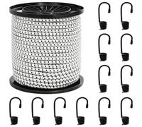 Cordoni elastici con ganci 6 mm bianco e nero PP e gomma | Cordino elastico,ganci metallici,taglio personalizzato,nucleo in gomma,stoccaggio compatto,fasciatura,vela