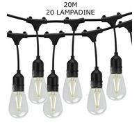 cordoniera catena luminosa esterno con lampadine led e27 10 15 mt bianco nero [EEK: A+]