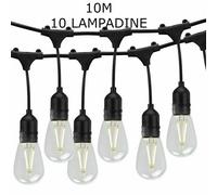 cordoniera catena luminosa esterno con lampadine led e27 10 15 mt bianco nero [EEK: A+]
