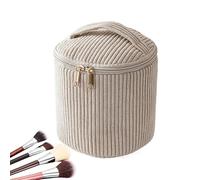 Corduroy Cosmetic Bag, Large Capacity Makeup Organizer, Portable Size, for Travel Storage, Soft Fabric Zippered Pouch, Beauty Storage Accessory, Home School Office Camping