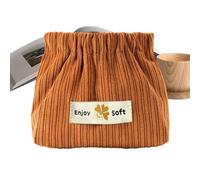 Corduroy Makeup Bag - Soft Small Cosmetic Pouch, Elastic Opening Organizer