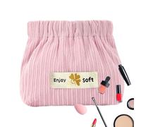 Corduroy Makeup Bag - Soft Small Cosmetic Pouch, Elastic Opening Organizer