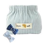 Corduroy Makeup Bag - Soft Small Cosmetic Pouch, Elastic Opening Organizer