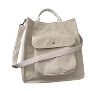 Corduroy Satchel Tote Bag Borsa a tracolla da donna con tracolla per libri, vita quotidiana, lavoro, beige., 28*8*32cm