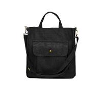 Corduroy Satchel Tote Bag Borsa a tracolla da donna con tracolla per libri, vita quotidiana, lavoro, Nero , 28*8*32cm