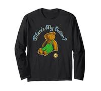 Corduroy Where's My Button Teddy Bear Retro Children's Book Maglia a Manica
