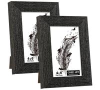CORE ART 4x6 Bilderrahmen, handgefertigt, Holz, rustikal, schwarz, 2er-Set, hochaufl sendes, halbgeh rtetes Glas, Wand- oder Tischdisplay