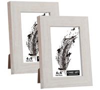 CORE ART 4x6 Bilderrahmen, handgefertigt, Holz, rustikal, wei , 2er-Set, hochaufl sendes, halbgeh rtetes Glas, Wand- oder Tischdisplay
