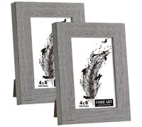 CORE ART 4x6 Bilderrahmen, handgefertigt, Holz, rustikales Grau, 2er-Set, hochaufl sendes, halbgeh rtetes Glas, Wand- oder Tischdisplay
