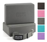 Core Balance Set Di Blocchi Yoga In Schiuma e Cintura - Mattoncini Di Supporto Ad Alta Densità e Cintura Con Fibbia Ad Anello D In Cotone D GRATUITA, Resistenti e Leggeri - Disponibili In 5 Colori