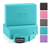 Core Balance Set Di Blocchi Yoga In Schiuma e Cintura - Mattoncini Di Supporto Ad Alta Densità e Cintura Con Fibbia Ad Anello D In Cotone D GRATUITA, Resistenti e Leggeri - Disponibili In 5 Colori